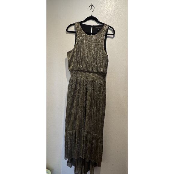BANANA REPUBLIC Women’s Size 12 Metallic High Low Dress Shimmer Smocked Glam - Picture 1 of 9